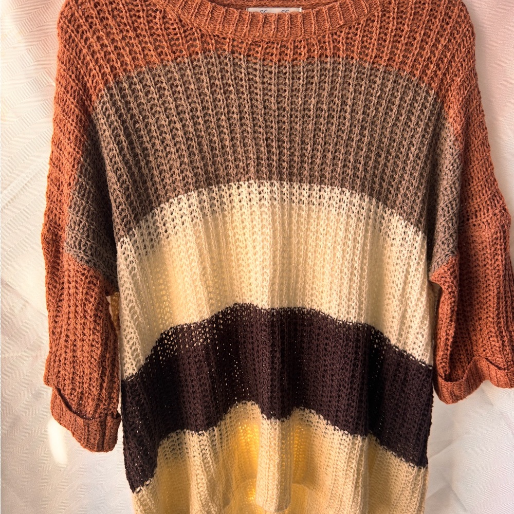 She + Sky Striped color block Women's Sweater